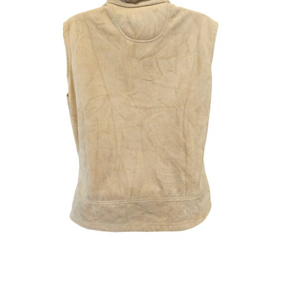 Straight down sz large L suede sherpa SOFT lined zip front vest Warm winter EUC - Picture 2 of 8